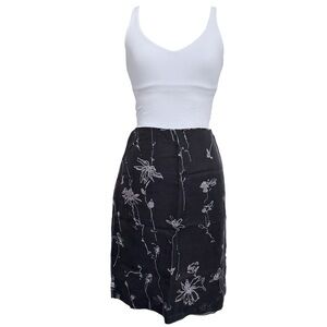Vintage 90s BCBG Black Floral Silk Skirt Size 2 High Waist Y2K